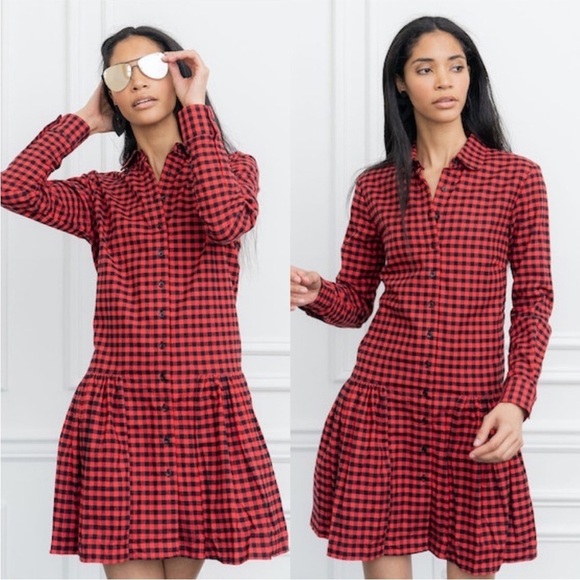 NWOT! Rochelle Behrens The Shirt Drop Waist Flannel Shirt Dress Sold @Tuckernuck - Picture 1 of 10